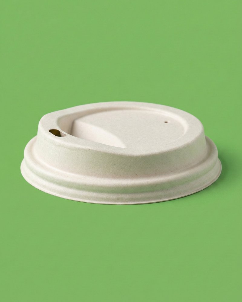 Bagasse Sipper Lid Side View - Eco-Friendly Compostable Cup Lid