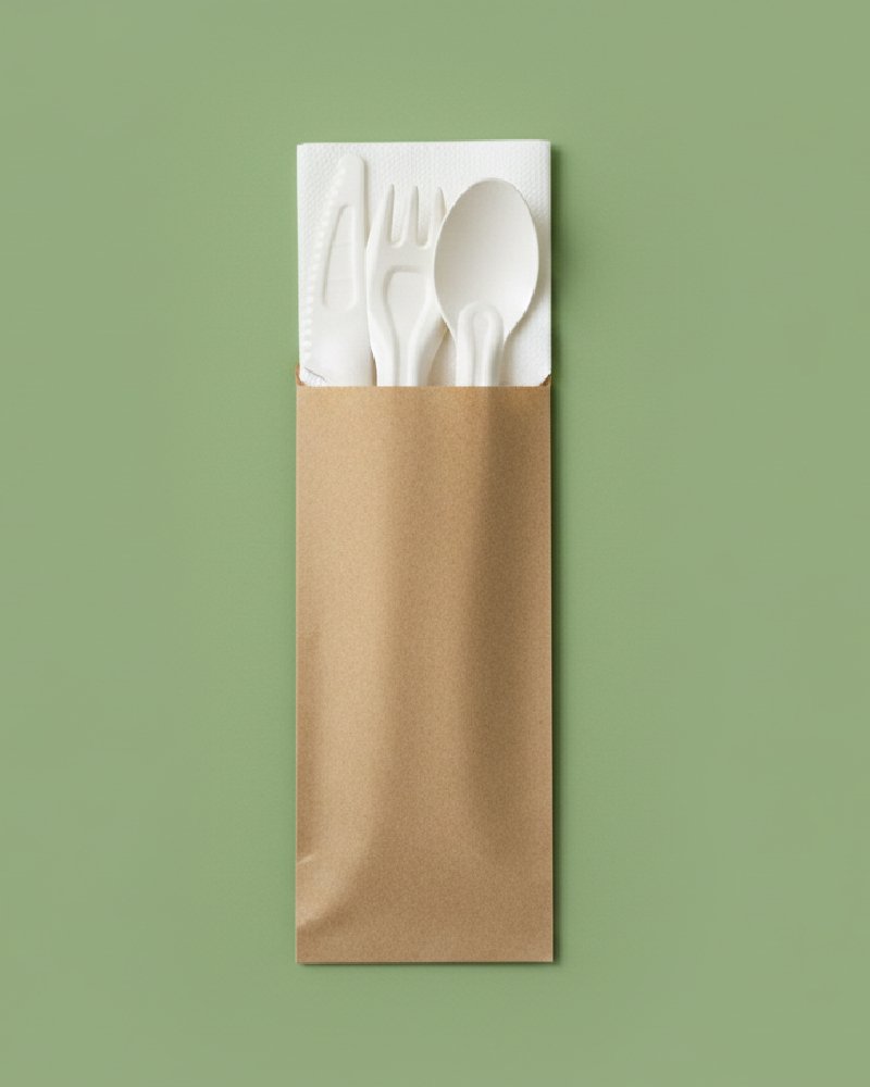 4-Piece Bagasse Cutlery Set - Eco-Friendly Compostable Set