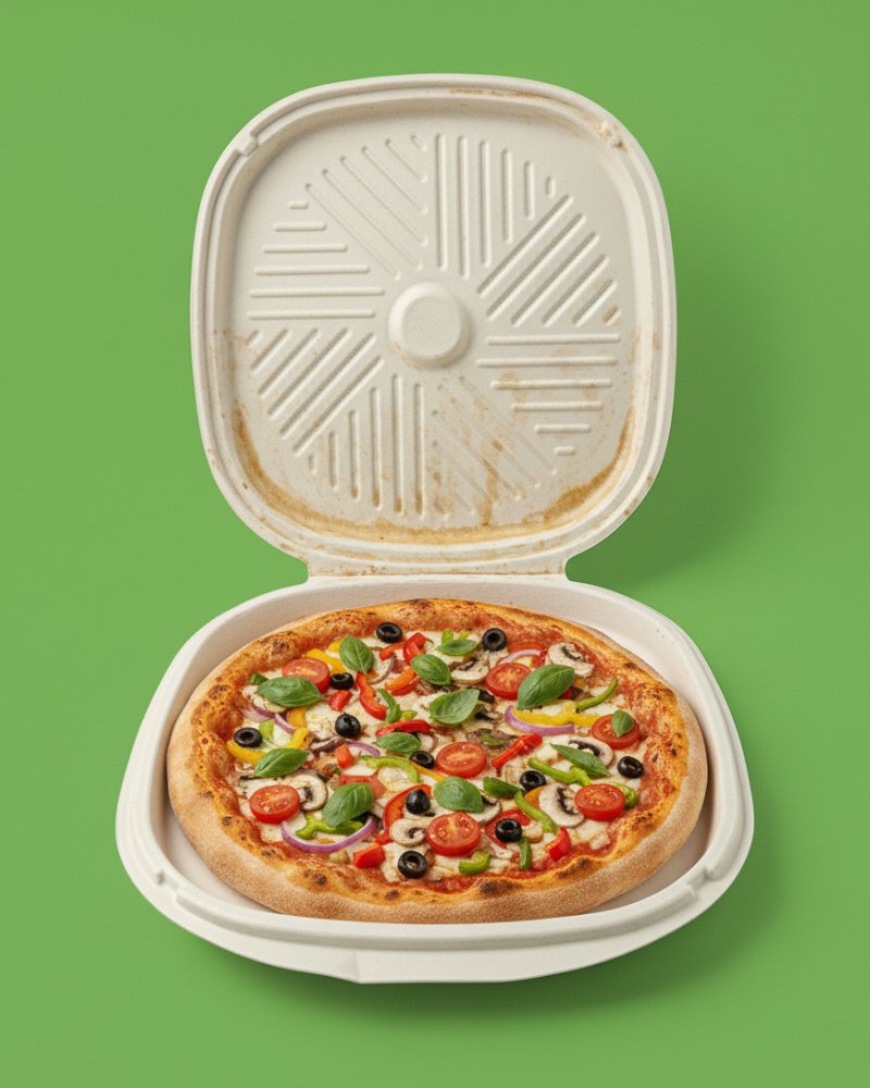 Medium Pizza in Bagasse Box - Eco-Friendly Pizza Packaging