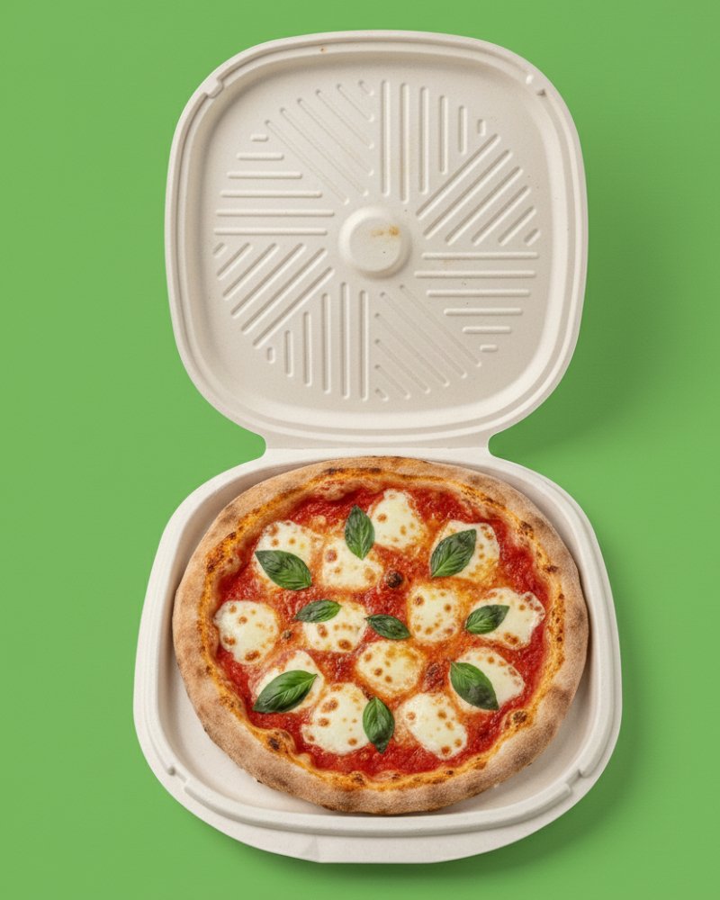 Large Family Pizza in Bagasse Box - Eco-Friendly Pizza Packaging