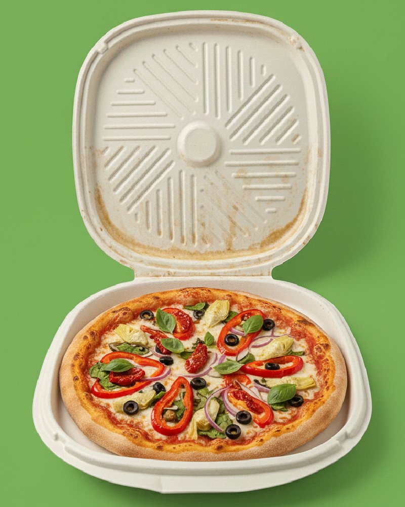 Extra Large Party Pizza in Bagasse Box - Eco-Friendly Pizza Packaging