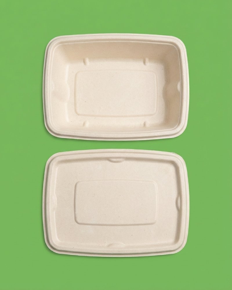Medium 650ml Rectangle Bagasse Takeaway Box - Eco-Friendly Food Container