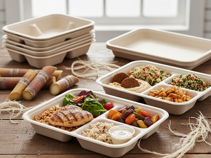 Bagasse Catering Trays - Eco-Friendly Compostable Serving Trays
