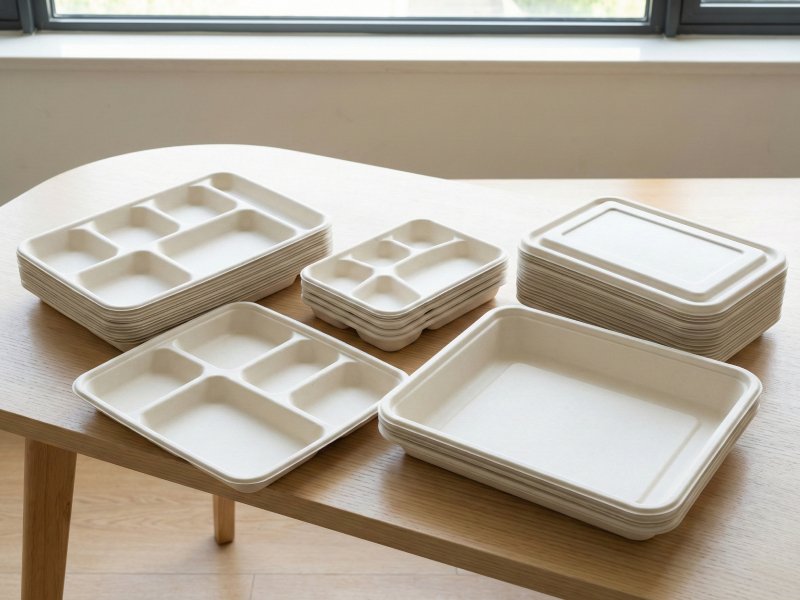 Bagasse Serving Trays - Compartment Trays for Schools, Airlines, Hospitals
