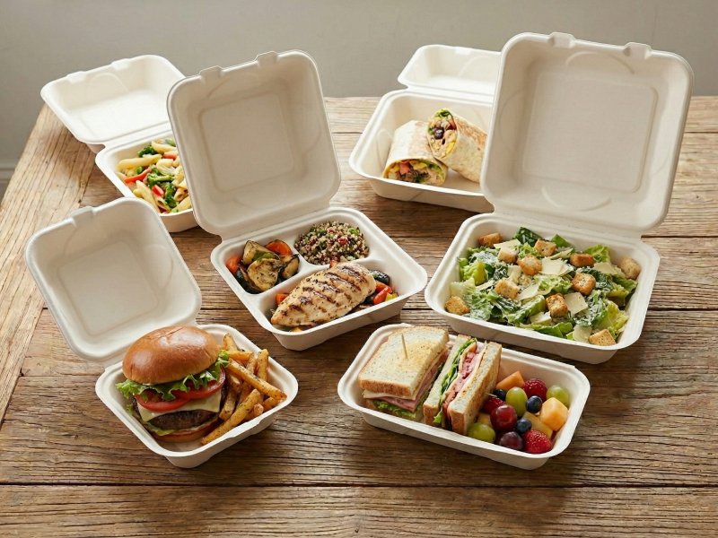 Bagasse clamshell containers