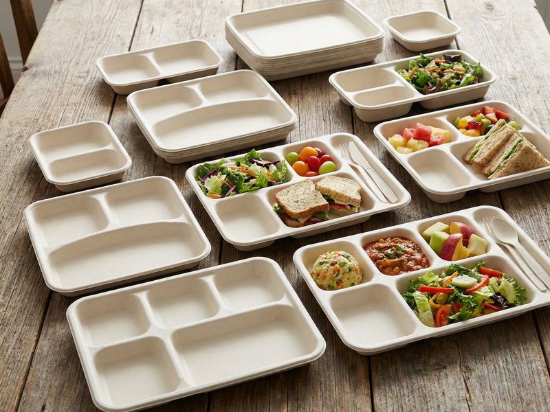 Bagasse serving trays and meal trays